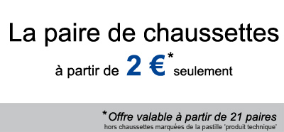 La paire de chaussette � partir de 2,50� la paire (pour un lot de 20 paires)